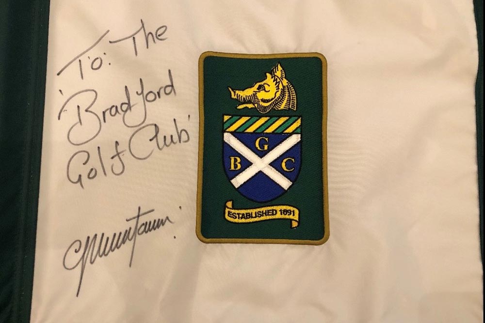 SGH Corporate event signed colin montgomery flag at the bradford golf club hawksworth SGH events